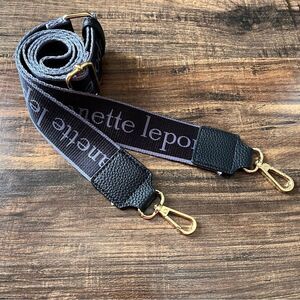 Nanette Lapore Black and Gray Fabric Adjustable Bag Crossbody Purse Strap